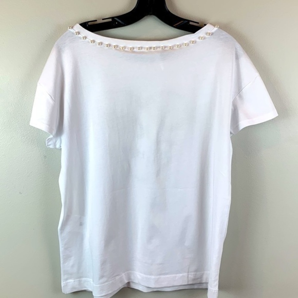 Authentic Love Moschino Faux Pearl Embellished Glittered Tee NWT - Picture 11 of 14